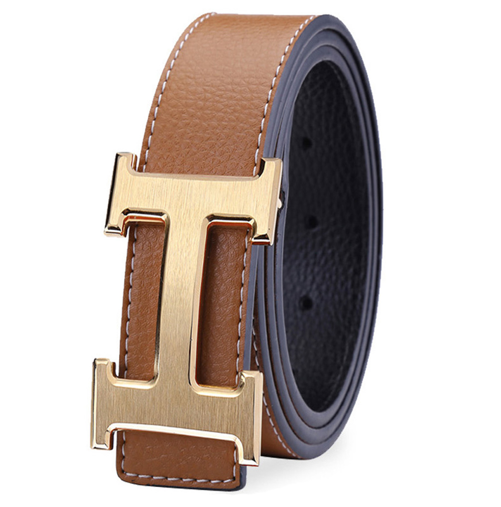 Mens Yellow Hermes H Gold Buckle Belt zavael.com